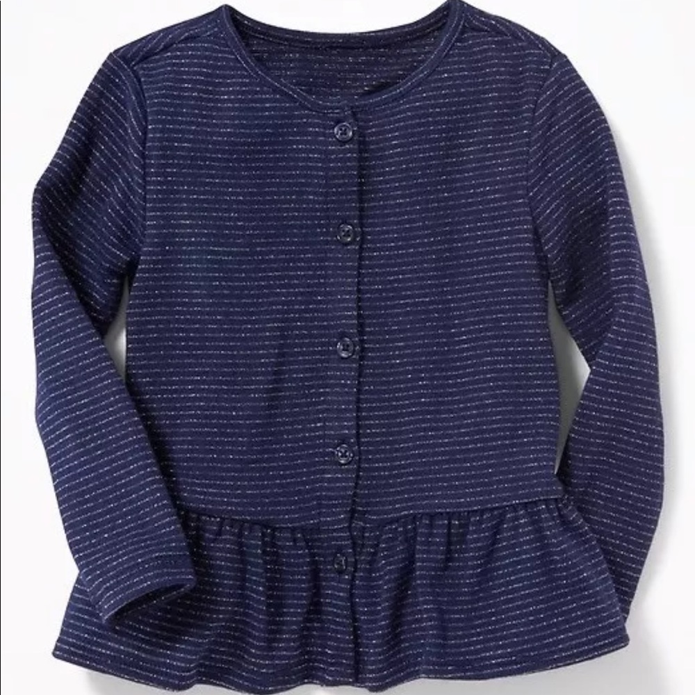 NWT Old Navy Girl's Striped Peplum Hem Cardigan